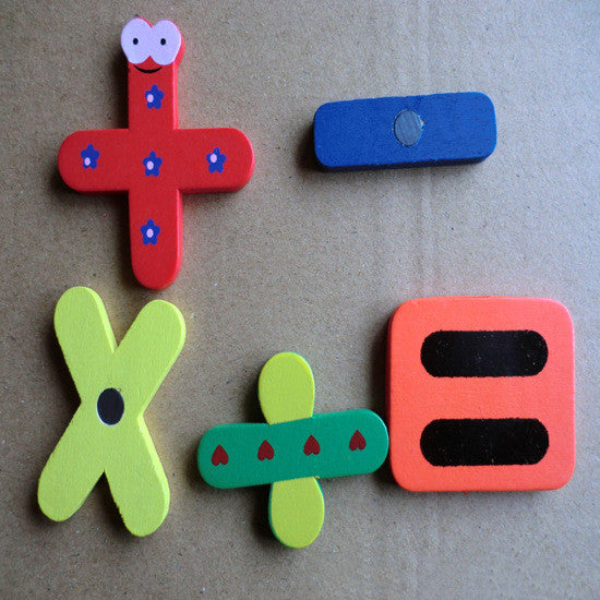 Cartoon Numbers 0-9 Plus Symbol Fridge Magnet Wooden Children's Toy