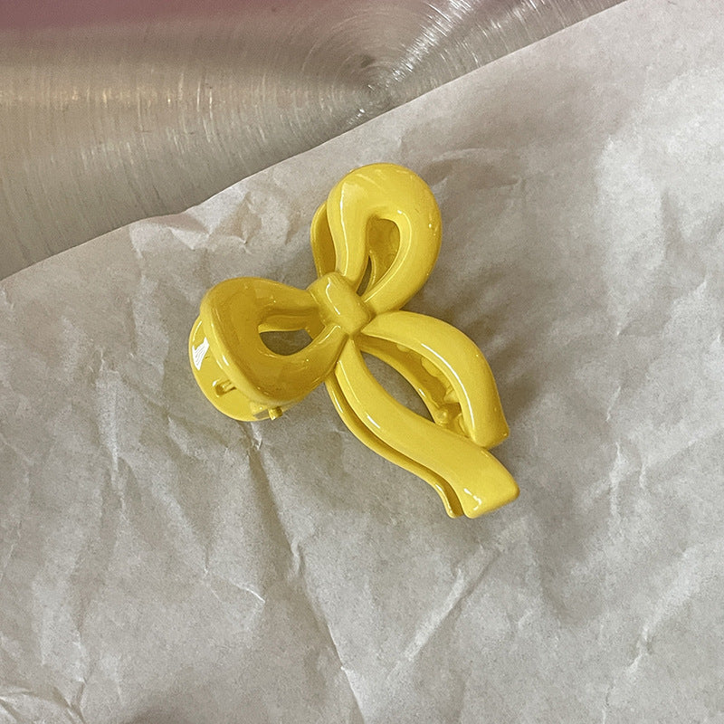 Candy Color Bow Claw Clip Female Fringe Hairpin