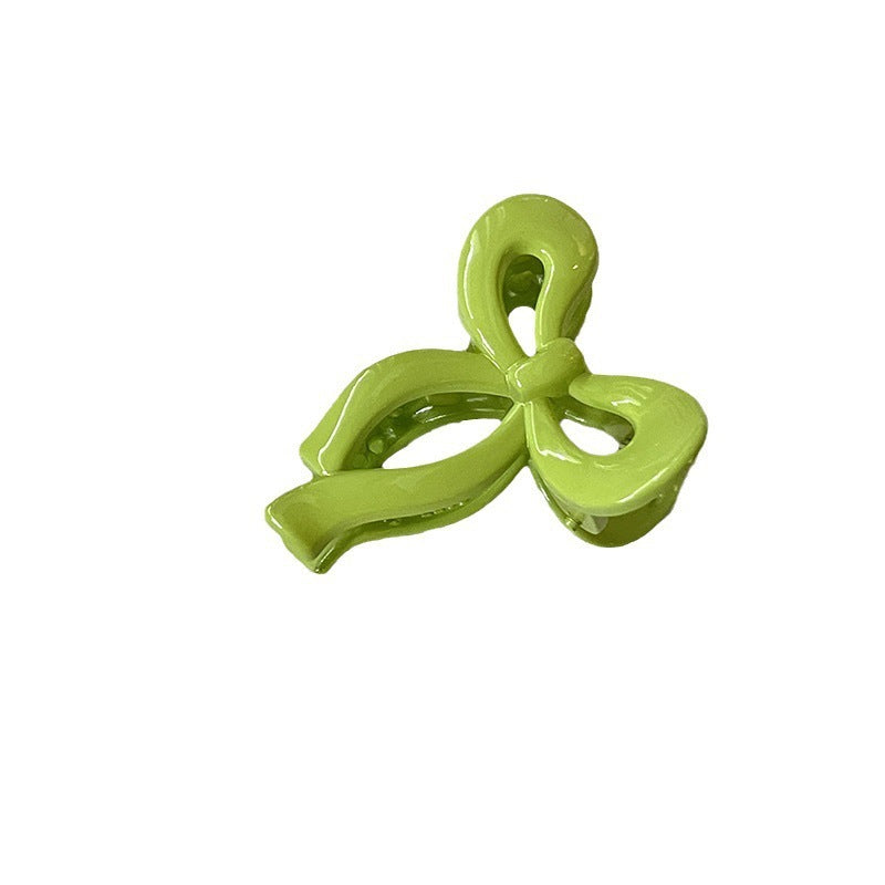Candy Color Bow Claw Clip Female Fringe Hairpin