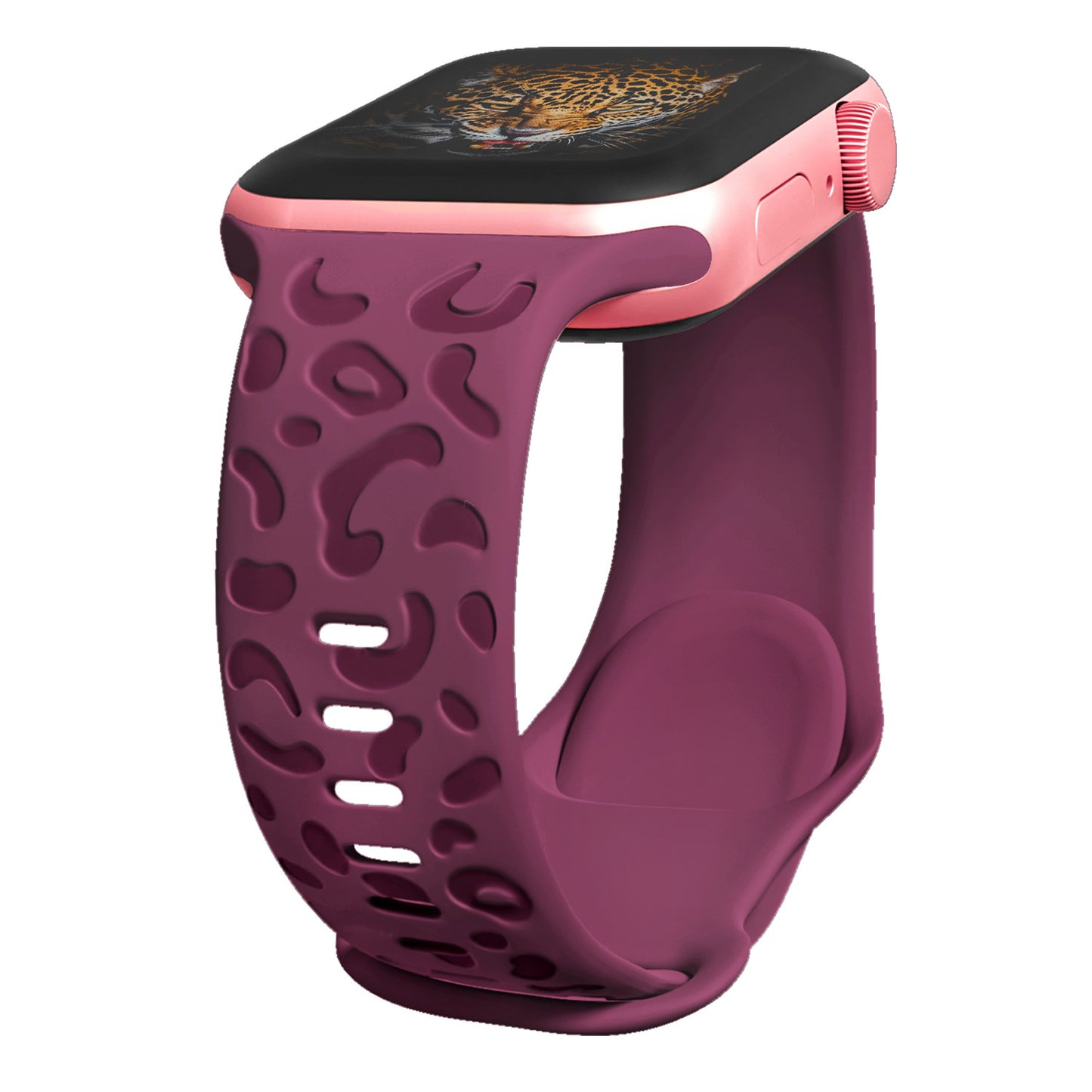 Applicable Watch Strap Watchs8ultra Laser Carving Embossed Leopard Print Butterfly Clasp Silicone
