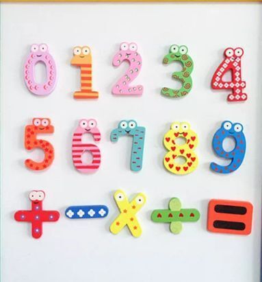 Cartoon Numbers 0-9 Plus Symbol Fridge Magnet Wooden Children's Toy