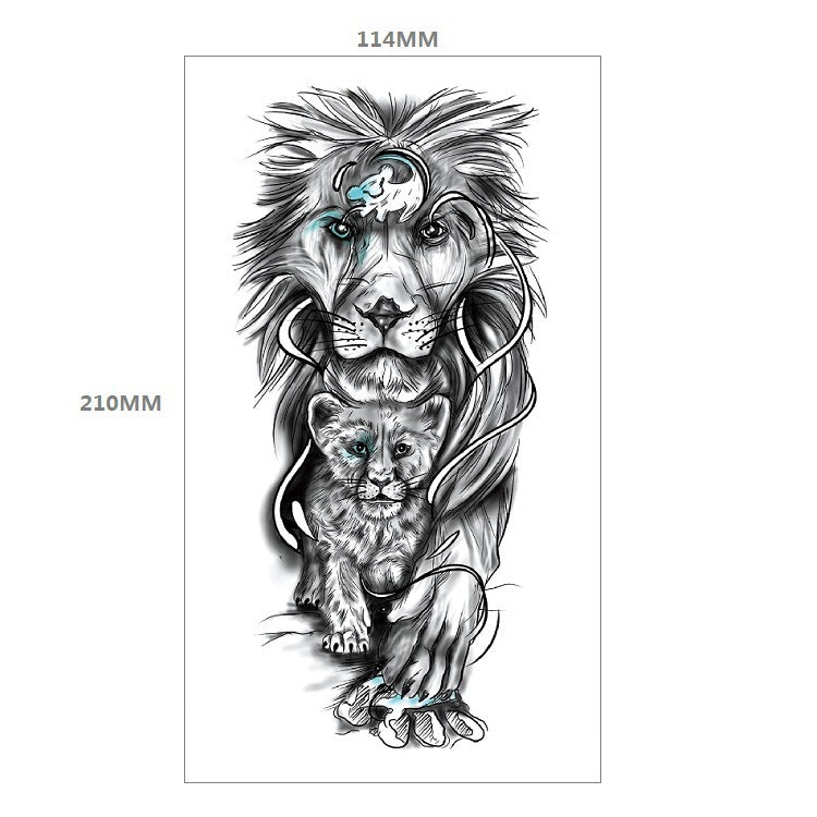Animal Pattern Tiger Lion Half Arm Water Transfer Imitation Tattoo