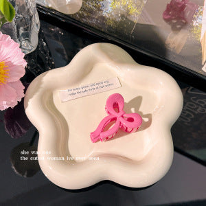 Candy Color Bow Claw Clip Female Fringe Hairpin