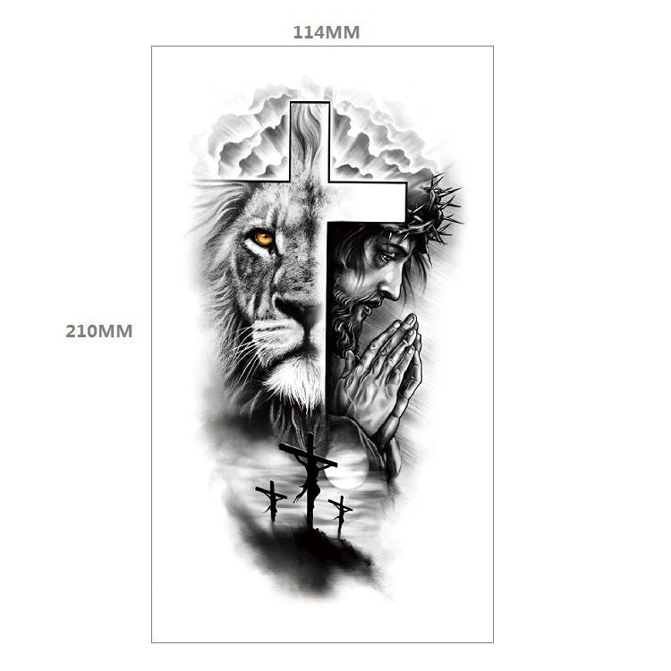 Animal Pattern Tiger Lion Half Arm Water Transfer Imitation Tattoo